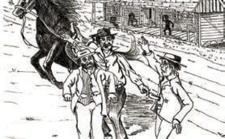 Illustrat ion by G.R. Thornton of Stephen Townsend’s murder – From the Cynthia Thornton Collection of Fayette Heritage Museum &amp; Archives
