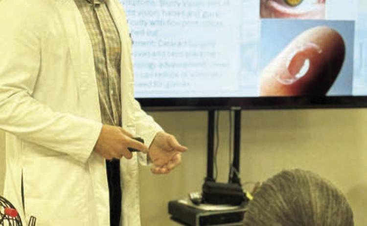 Dr. Van Kaden Andre of Andre Optical Clinic in Schulenburg discussed symptoms of eye problems during the lunch-and-learn program on March 10.