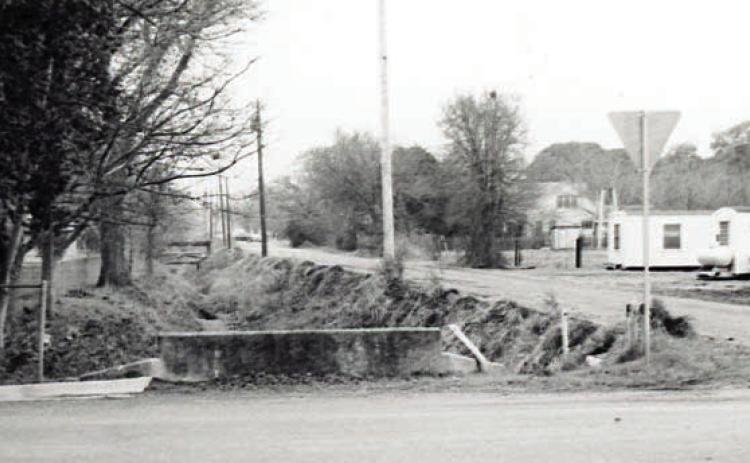 Dr. Leland F. Zatopek took this photograph at the intersection of Jackson Street with Live Oak and Eblin streets in La Grange in 1978 before Beef Head Ditch was covered. Photo Courtesy of Fayette Heritage Museum &amp;Archives, La Grange