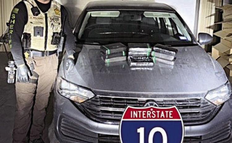 Ten bundles of cocaine were located after Deputy Cody Williams stopped a 2022 Volkswagen Jetta on Interstate 10 eastbound about four miles west of Schulenburg.