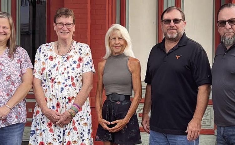 CURRENT STICKER STAFF – (from left) Ad/Office Manager Carla Ricicar, Receptionist Bernadette Gillings, Co-Publishers Diane Prause and Darrell Vyvjala, and Printing Department Manager Dale Manning. Sticker Photo By Layne Vyvjala