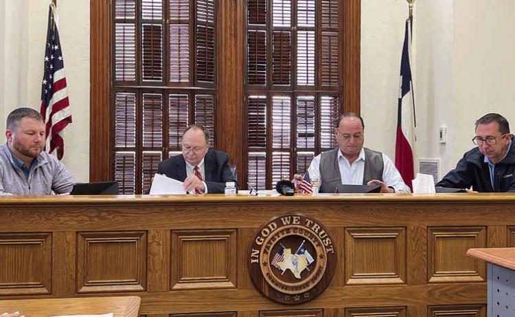 Mueller presides over first meeting as county judge Dan Mueller (second from left) presided over his first meeting of the Fayette County Commissioners Court as county judge on Thursday, Jan. 12. Present at the meeting were Precinct 4 Commissioner Drew Brossmann (left), Precinct 2 Commissioner Luke Sternadel (second from right) and Precinct 1 Commissioner Jason McBroom (right). Precinct 3 Commissioner Harvey Berckenhoff was absent. Photo By Melanie Berger / Courtesy of Flatonia Argus