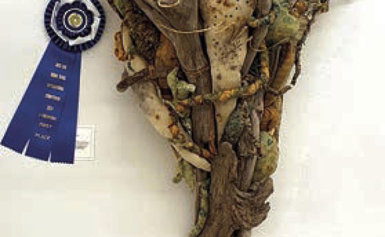 Stephanie Shroyer ’s fiber &amp; found materials sculpture “Tornado”