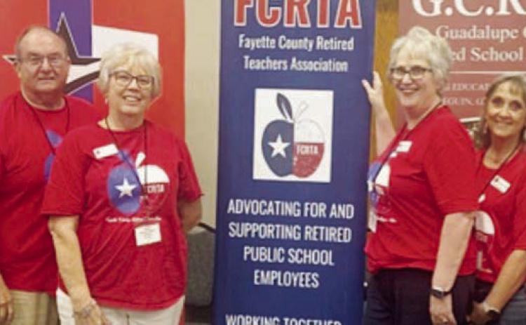 Fayette County delegates and alt ernates to the Texas Retired Teachers Association District 13 conference were (from left) Jaci Elliott, Bill Wagner, Terri Wagner, Peggy Halamicek, Melanie Mica and Chris Morrison.